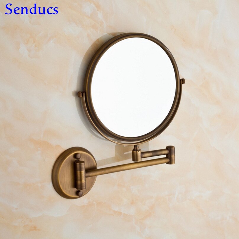 Senducs Antieke Badkamer Spiegel 3x Vergrootglas Bad Spiegel Met 8 inch Badkamer Inklapbare Spiegels Met Massief Messing Bad Spiegel: antique