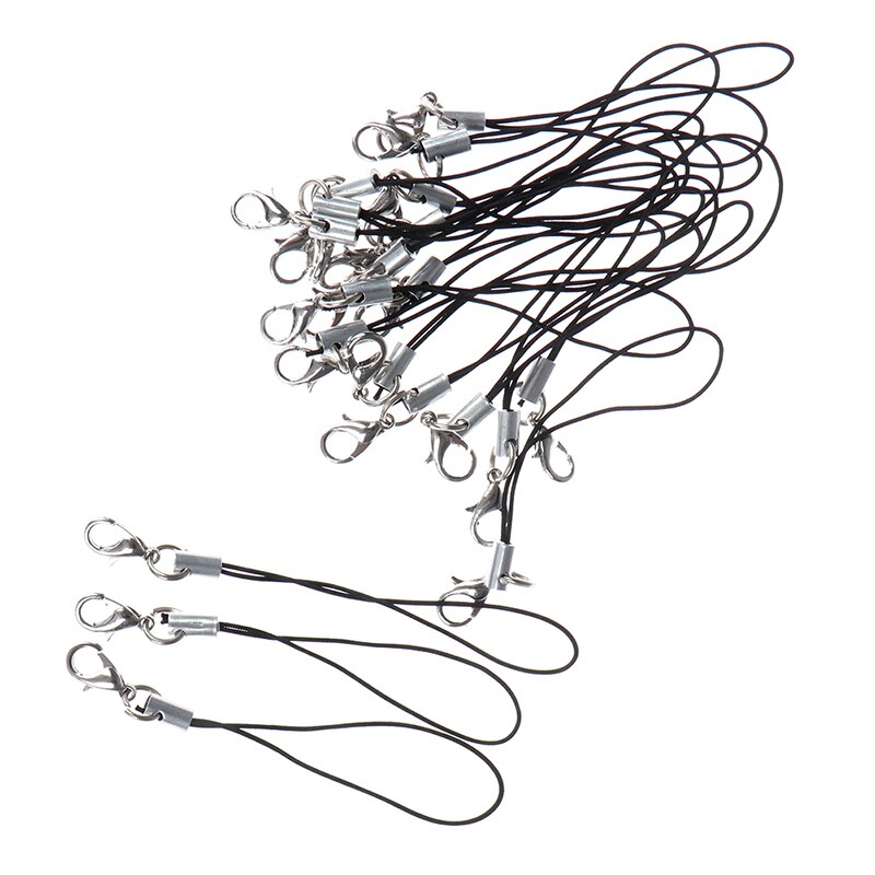 10Pcs Lanyard Sleutelhanger Voor Usb Flash Drive Riem String Zwart Kreeft Gesp Touw Mobiele Telefoon Keten