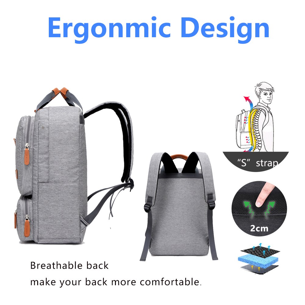 IKE MARTI Casual Men Laptop Backpack 15.6 Inch Waterproof Girl Gray Anti-Theft Woman Junior High School Bag Backpacks