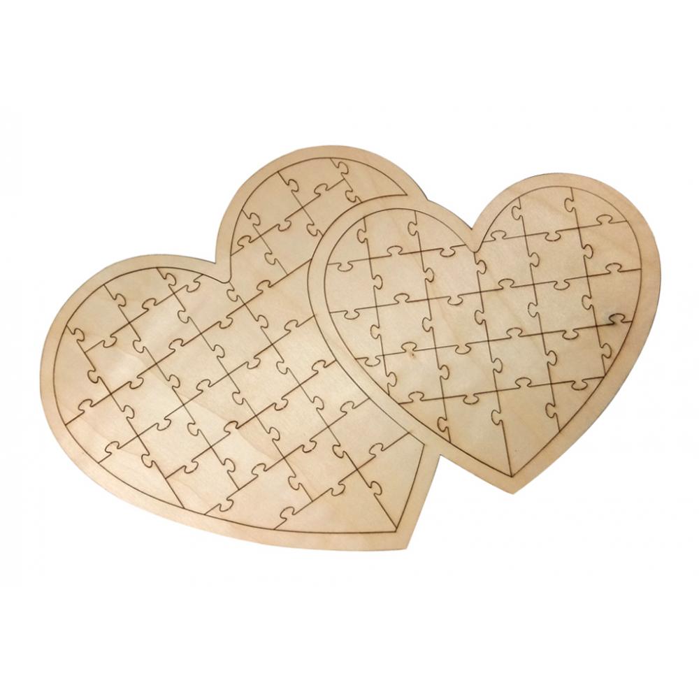 Double Heart Shaped Puzzle Jigsaw Guest Book Wedding Supplies Home Decor