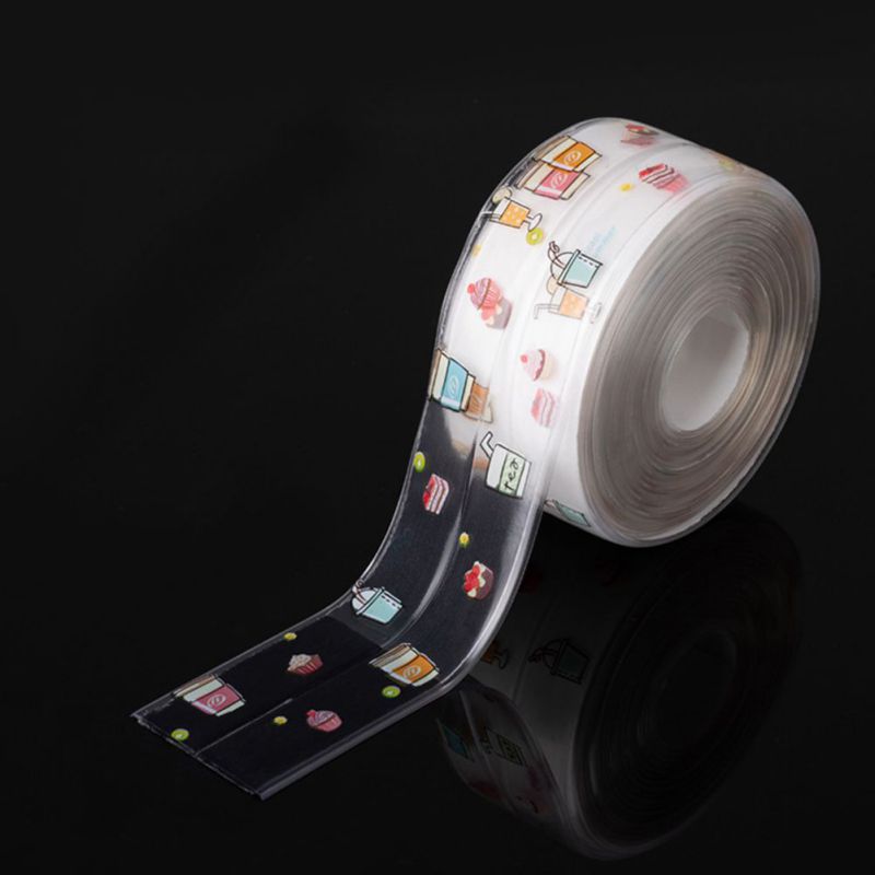 Kitchen Sink Waterproof Strip Caulk Strip PVC Self-Adhesive Waterproof Sealing Tape Wall Edge Protecto·: C