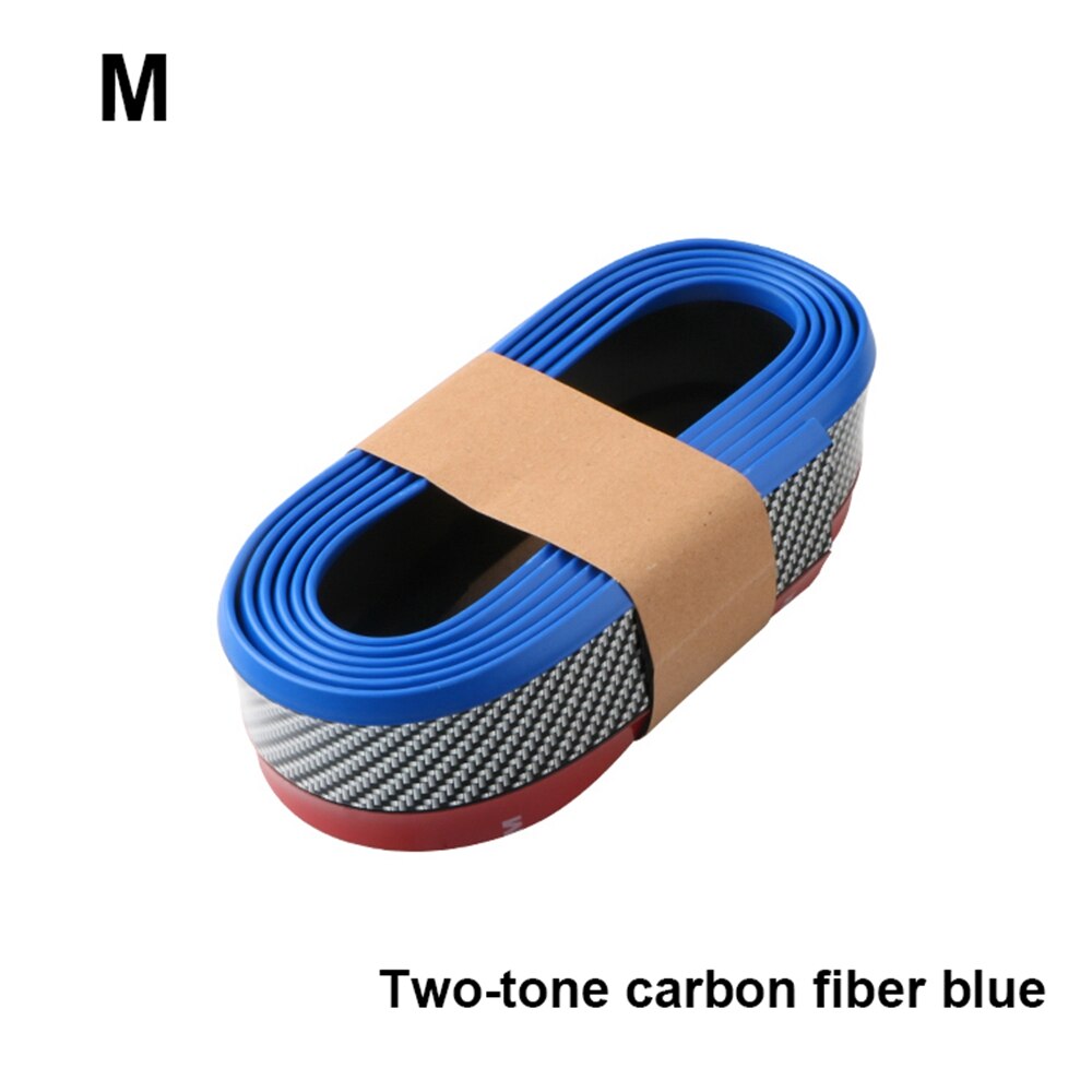 2.5M Universal Car Front Bumper Protector Rubber Guard Car Protector Front Bumper Guards Lip Splitter Auto Bumper Exterior: TwoColor Fiber Blue