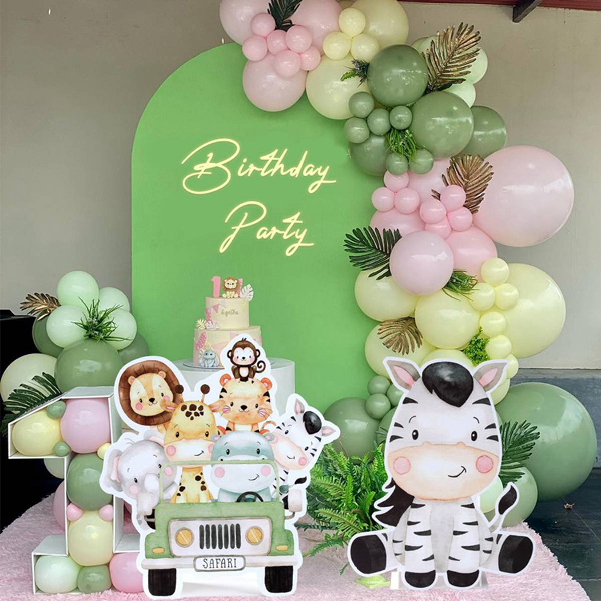 Fondo de de animales de la selva para niños, tablero KT, bosque verde, decoración de de primer cumpleaños, Safari de la selva, suministros para Baby Shower