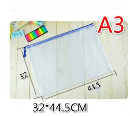 A3/B4/A4/B5/A6 office supplies multilayer zipper bags kits transparent waterproof mesh bags file holder: A3