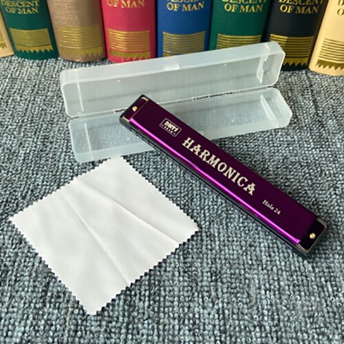 24- skrog munnspill c nøkkel metall harmonika treblåsinstrument til nybegynnere låve voksne 8- fargestøtte: 7