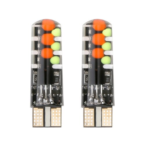 Led W5W T10 RGB Luz de liquidación Universal coche RGB COB 12SMDs colorido Multi Modo bombillas para coche con control remoto: two bulbs