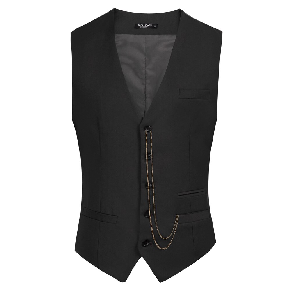 PJ Men 1920s Gangster Costume Vest Set Waistcoat+Pocket Watch+Bow-Tie+Arm Band Halloween Parties Single Breasted V-Neck Waistc