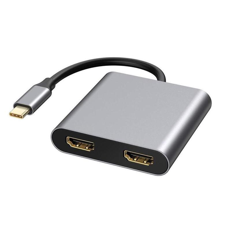 Concentrador de red USB tipo C a HDMI Dual 4K, compatible con USB 3,0 PD, adaptador de USB-C de carga de doble pantalla, compatible con puerto de estación de acoplamiento para MacBook: Default Title