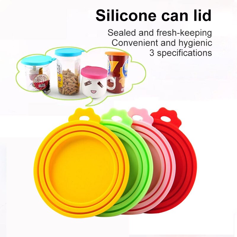 Couvercle de boîte de conserve en Silicone, pour aliments, pour chiot, chien, chat, couvercle de stockage, couvercle supérieur réutilisable, fournitures quotidiennes pour animaux de compagnie