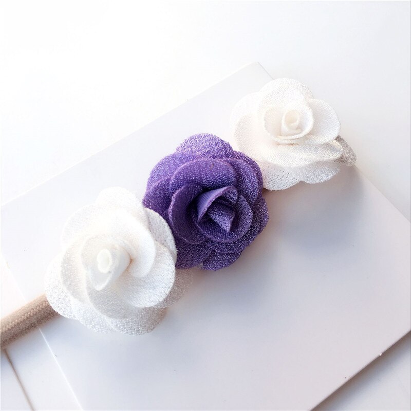 BalleenShiny 3pcs Baby Bowknot Headband Lovely Colorful Flower Cute Nylon Headwear Set Kids Hairband Girl Turban