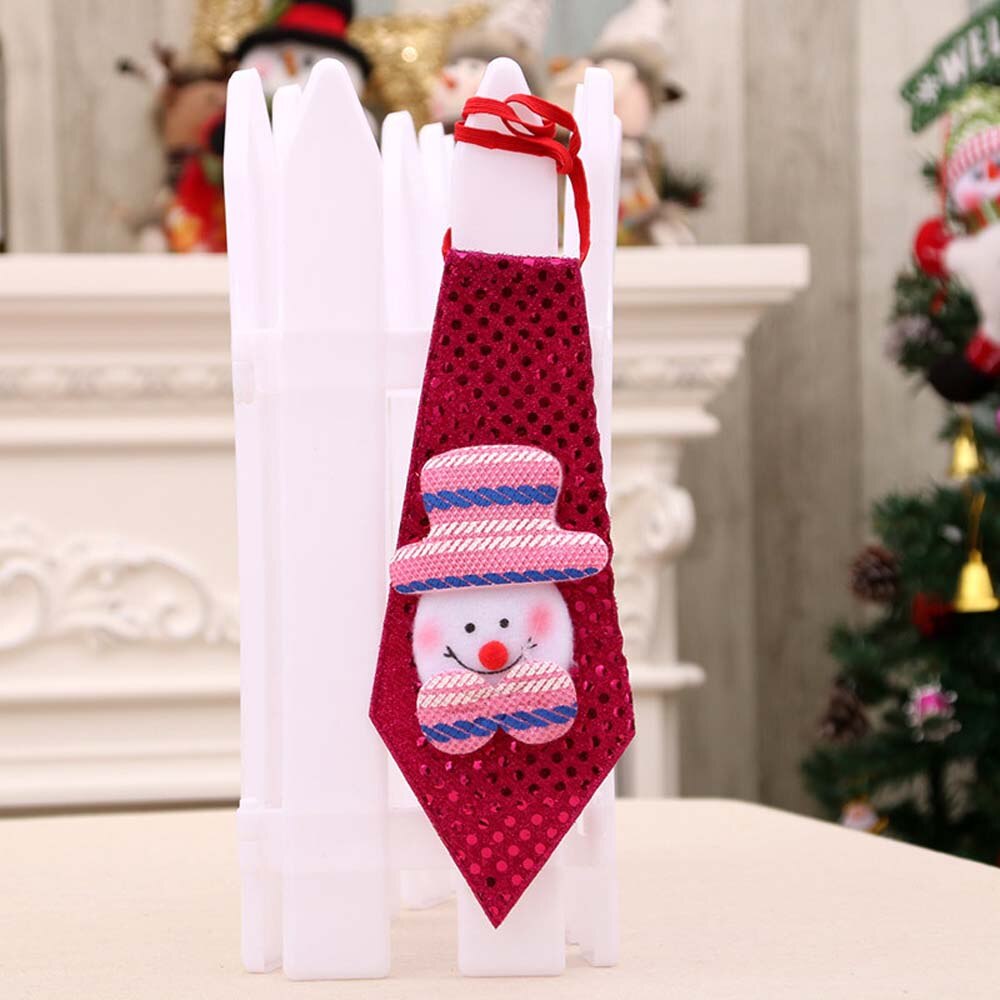 LED Lights Christmas Tie Glow Sequins Santa Claus Bear Snowman Elk Necktie For Children Cartoon Tie Decoration Year: 8 Ordinary