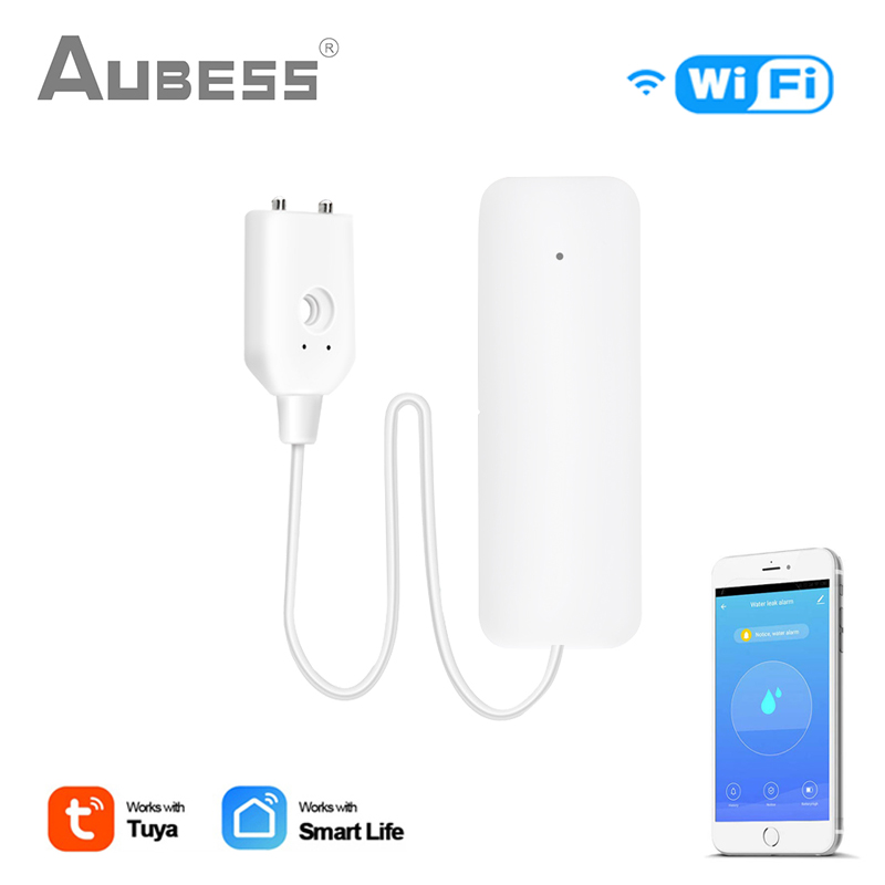 Tuya WiFi Smart Water Leakage Alarm Wireless Water Level Remote Monitor Detector Flood Alert Overflow Security Alarm System