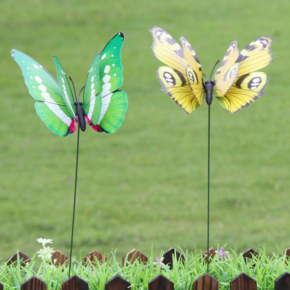 10Pcs Simulation Butterflies Gardening Inserting Rods Lawn Layout Craft Works