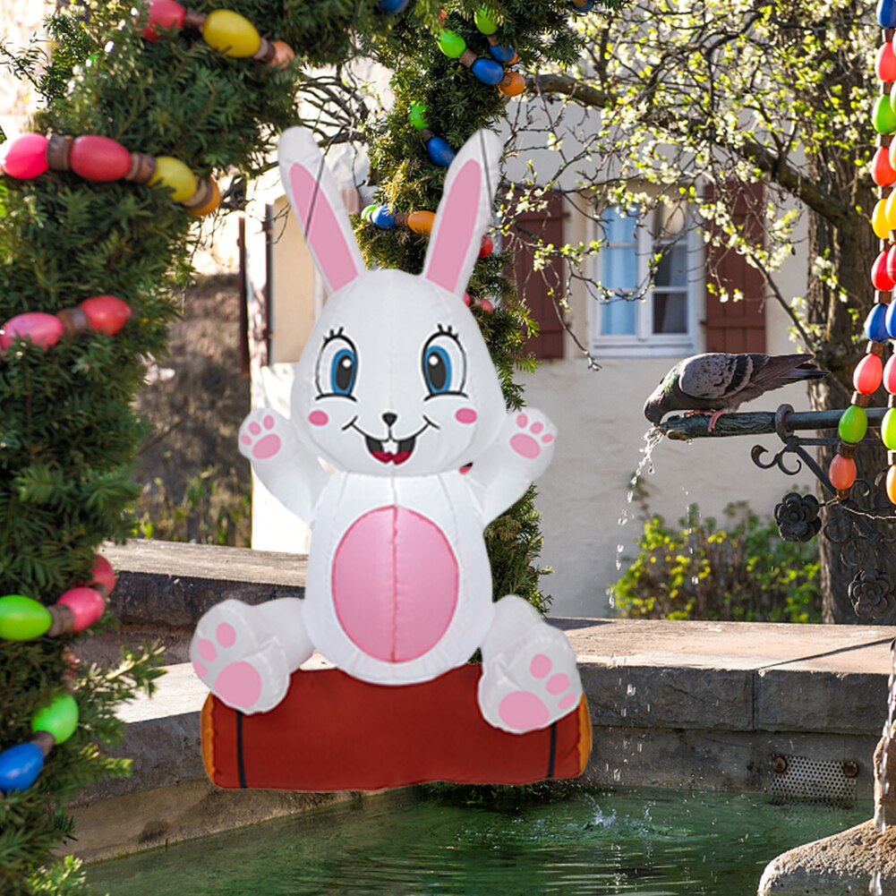 Aufblasbare osterparty-dekoration mit niedlichen, bunten ostereiern und hasen – lustiges spielzeug für drinnen und draußen, aufblasbare gartendekoration