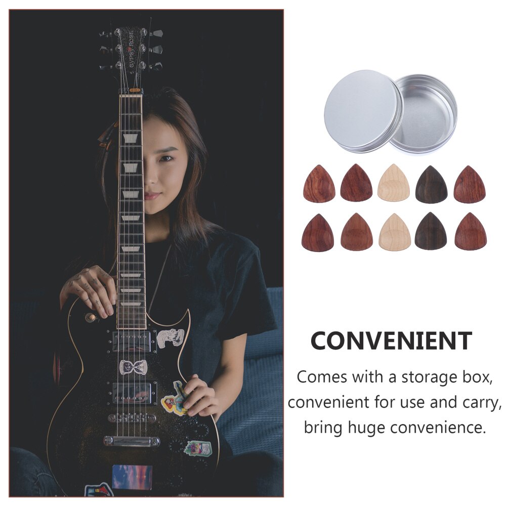 10Pcs Wooden Guitar Picks Plectrums for Acoustic Electric Bass Guitar Ukulele