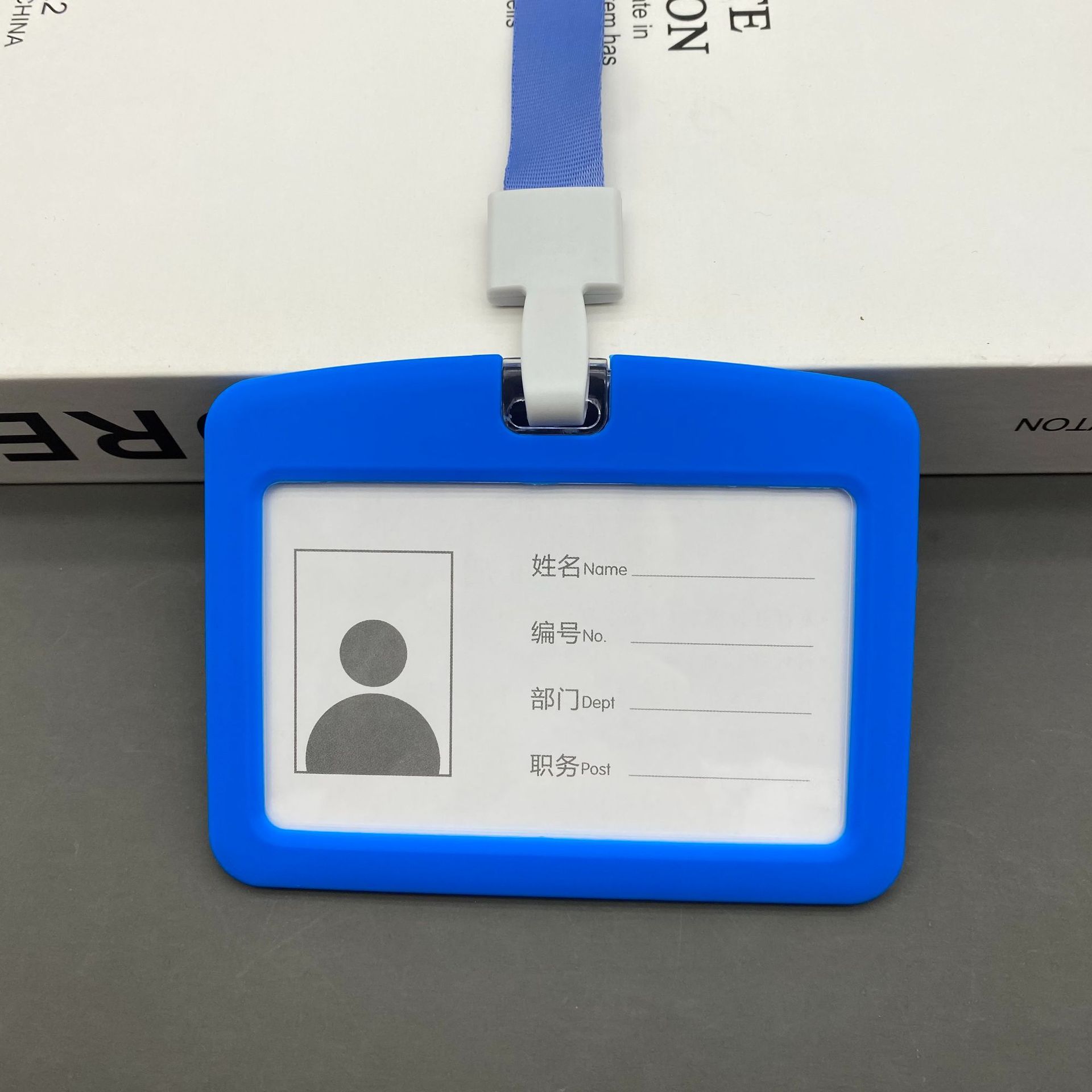 Vrouwen Mannen Plastic Id Credit Bank Kaarthouder Studenten Bus Card Case Lanyard Werknemer Effen Kleur Identiteit Badge Kaarten Cover: blue