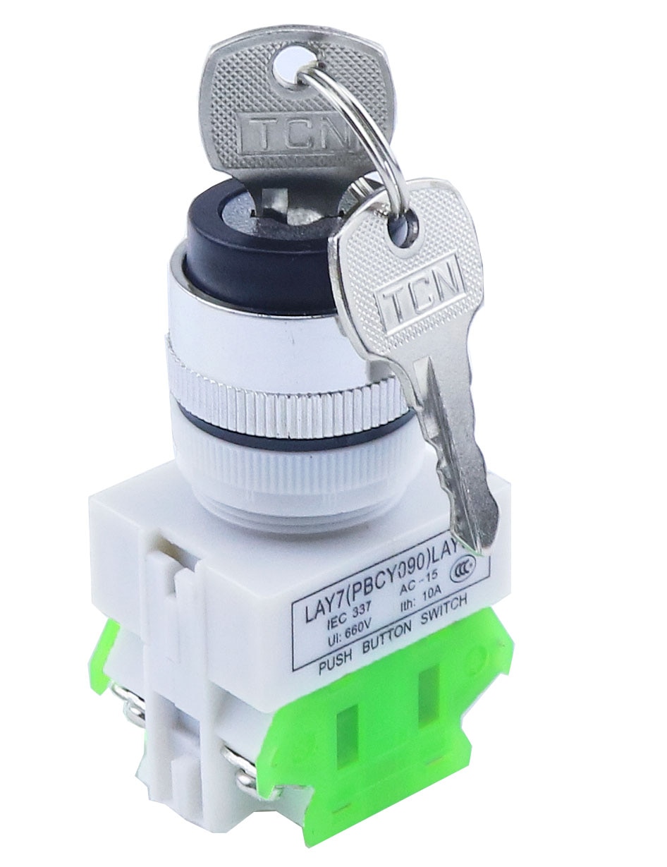 LAY37 AC 380V 10A DPST 2 Position 3 Position Rotary Selector Key Lock Switch 2no LAY7