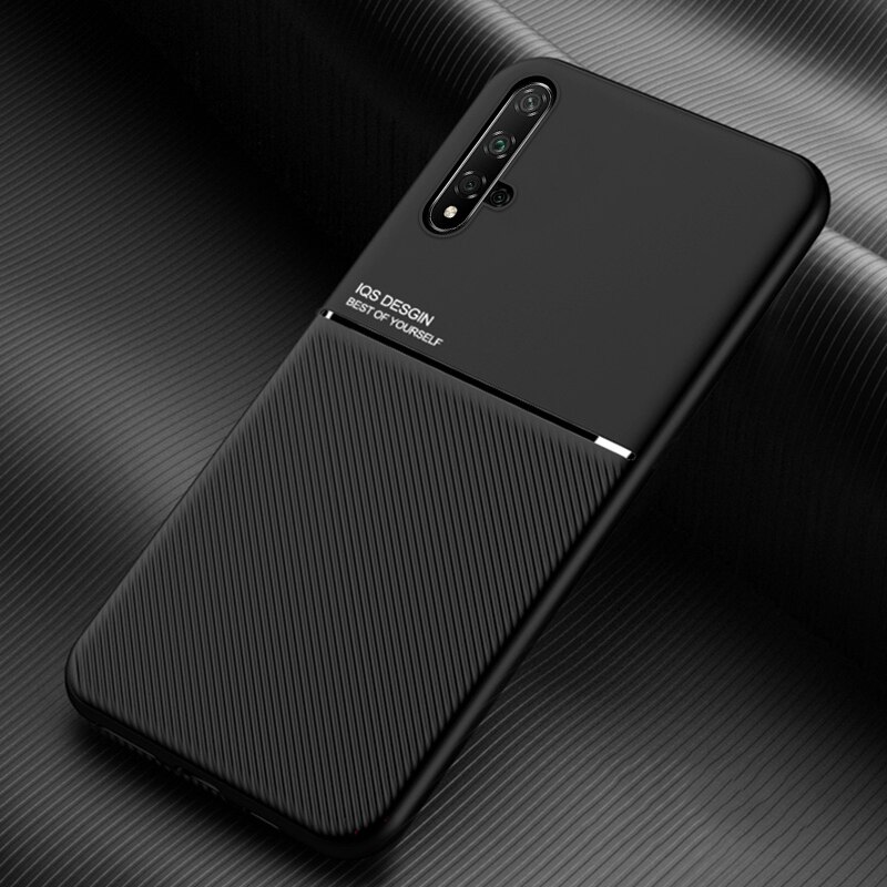 For Huawei Honor 20 Case Silicone Cover Shockproof Bumper For Huawei Honor 20 Pro 20s Nova 5T Magnetic Car Holder Coque: For Honor 20 / Black