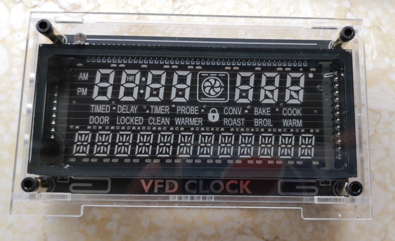 Vfd Klok Vacuum Fluorescent Display Twee-Kleur Vfd Screen 5V Voeding Tijd Geheugen 6 Inches