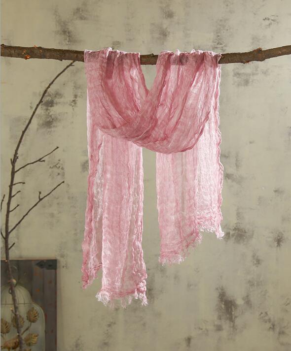 Japansk unisex stil vinter rynke tørklæde rent linned solider farve lange kvinder tørklæder sjal varme mænd tørklæde 60 x 180cm: Farve 8