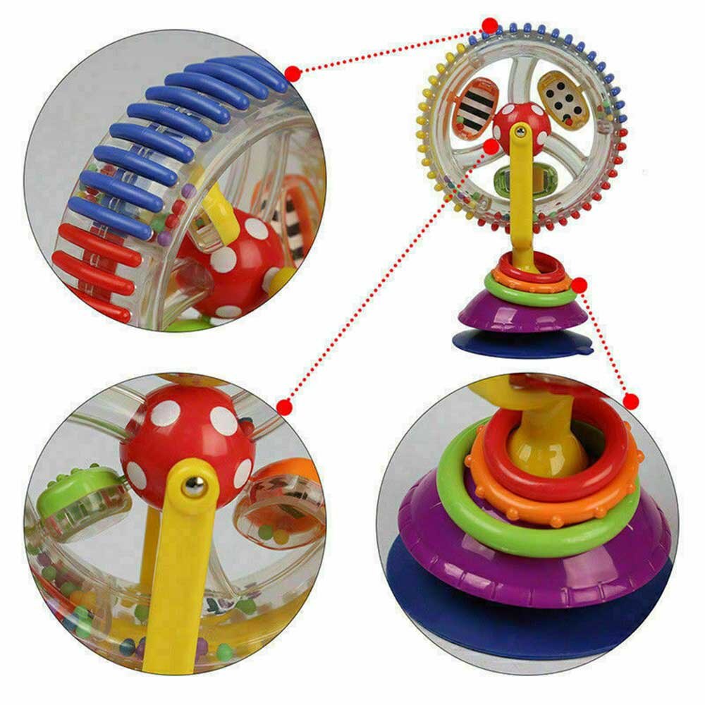 Hochet grande roue arc-en-ciel pour bébé, jouet pour enfant, chaise haute à aspiration