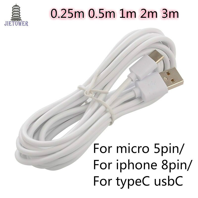 50 pz/lotto 2A USB Tipo C USB C cavo di Sincronizzazione di Dati del Cavo del Caricatore Originale per iphone 8pin micro usb 0.25m 0.5m 1m 2m 3m all'ingrosso