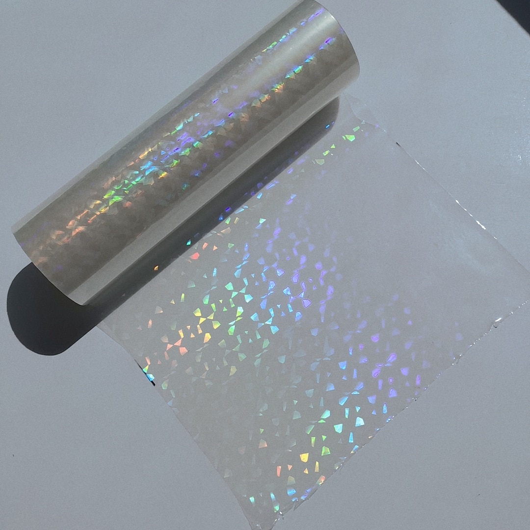 Broken Glasses Holographic Plain Transparent Stamping Foil On Paper or Plastic (21cm)8.4&quot; X 120m/Lot DIY Package Box