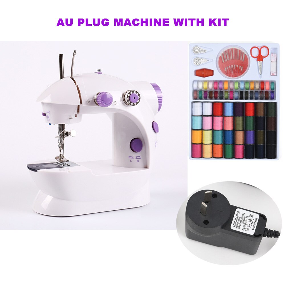 Mini pedal para máquina de costura, portátil, com luz noturna, cortador de linha reta e enrolamento automático: AU WITH KIT