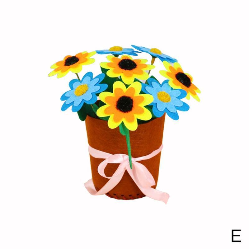 Handmade DIY Potted Bouquet Material Package Crafts Kids Simulation Sewing Potted Kindergarten Children's Toys Mother's Day: e