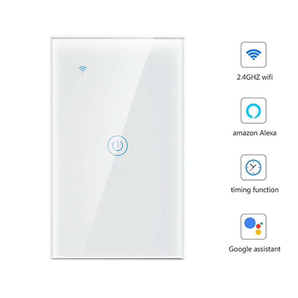 Smart Touch Switch Panel Wall interruptor 1/2/3 Gang wifi light switch US/EU Standard Work with Alexa Google Home: US 1 Gang