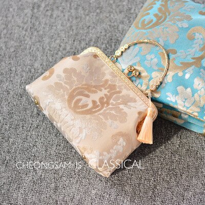 Alasir Chinese Style Jacquard Banquet Handbags Retro Women Handmade Bags Vintage Cheongsam Shoulder Bags: champagne