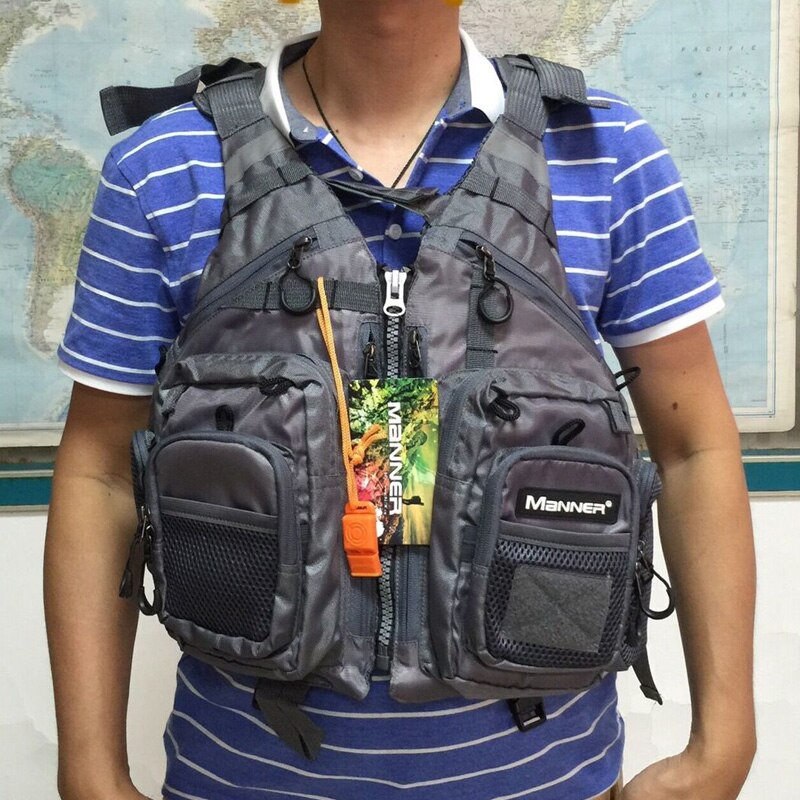 Gilet da pesca a mosca, giubbotto di salvataggio di sicurezza per la pesca per il nuoto zaino traspirante multifunzione galleggiante per Kayak da barca a vela