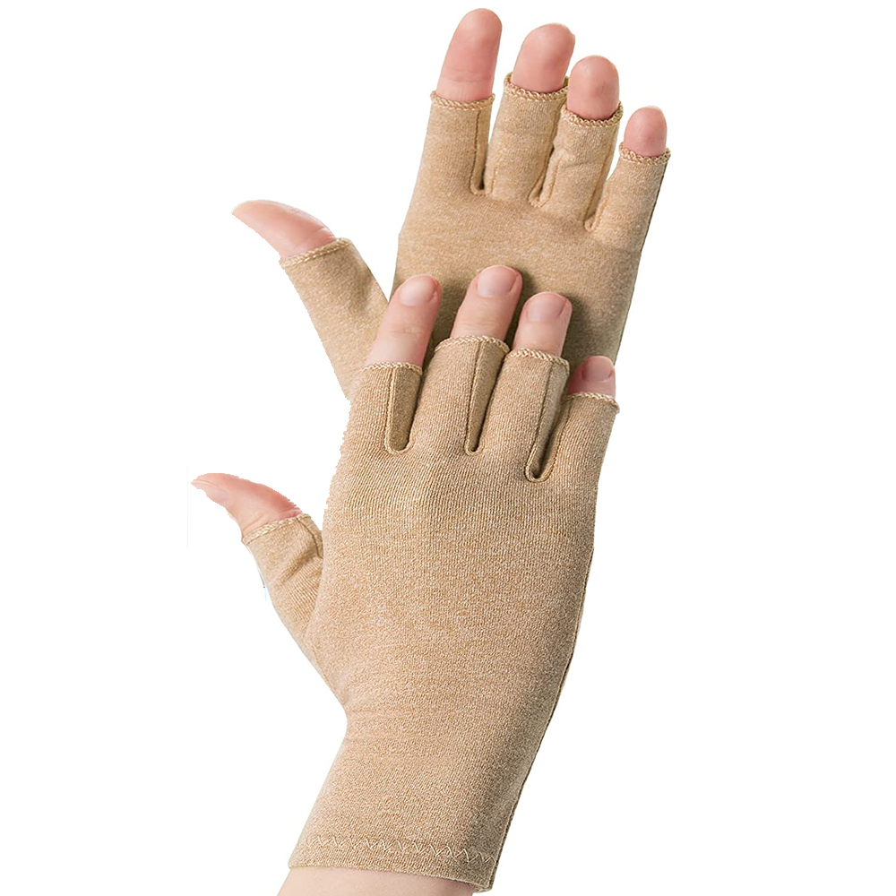 1 paire de gants de Compression pour l'arthrite, pour soulager l'arthrite rhumatoïde, le canal carpien, les douleurs articulaires, gant ouvert sans doigts, soutien du poignet: S / WHITE
