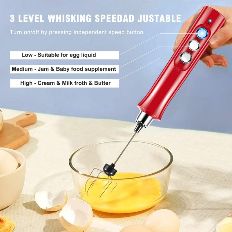 Elektrisk äggvisp mjölkskummare skummaskin 3 in 1 usb uppladdningsbar höghastighets dryckesmixer handhållen skummare kaffeskumningsstav