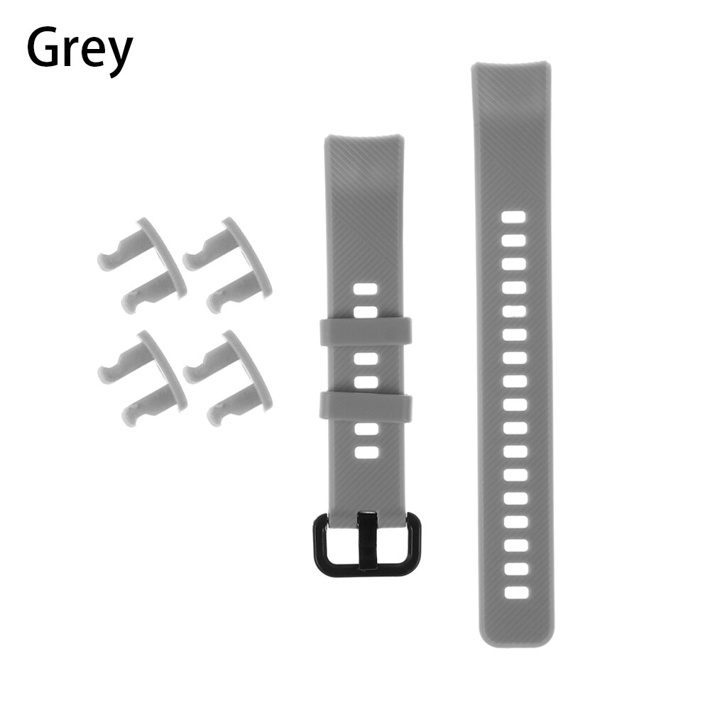 Colorful Silicone Wristbands Watch Band Replacement Strap Smart Watch Bracelet Strap For Honor Band 5 4: Grey