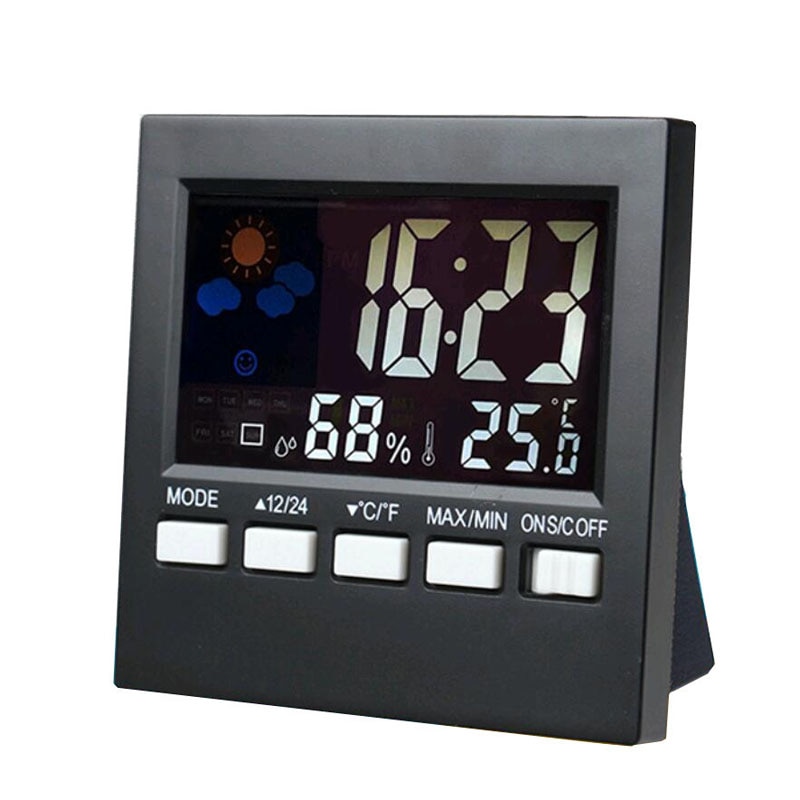 Lcd Digitale Thermometer Hygrometer Indoor Elektronische Temperatuur-vochtigheidsmeter Klok Weerstation JS23