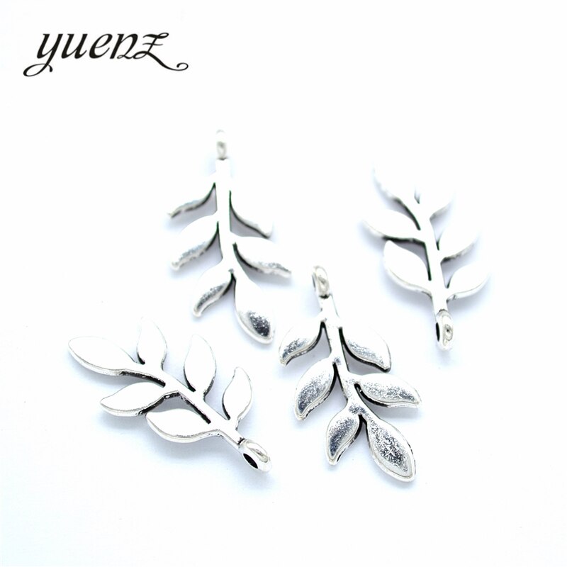 YuenZ 15 pièces Antique argent plaqué arbre feuille pendentif à breloques: bricolage pour bracelet collier 24*11mm Q378