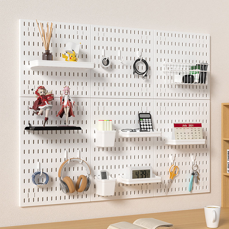 Nuevos accesorios de tablero perforado DIY, estante colgante, ganchos de almacenamiento, organizador de pared sin perforación, organización artesanal para garaje, cocina y habitación