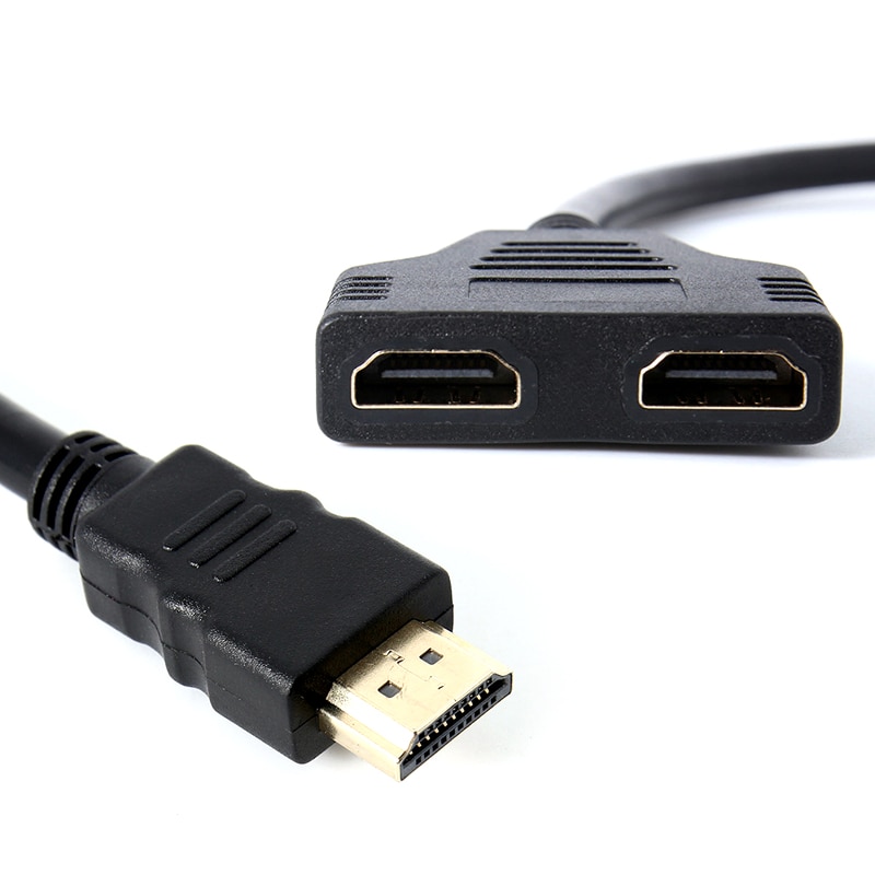 Hdmi han til hdmi hun kabel hdmi splitter 1 in 2 ud adapter konverter video kabler understøtter 1080p til pc display projektor tv