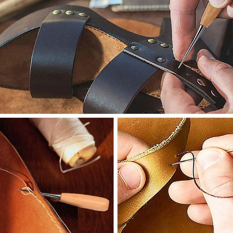 Leather Craft Sewing DIY Repair Kit, Tool Kit Leather Hand Sewing Needles Canvas Thread and Needles Tape Measure Large-Eye Stitc