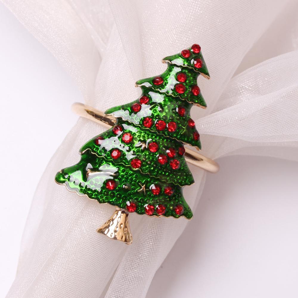 Christmas Tableware Napkin Ring High-end Xmas Wreath Tree Buckle Sample Hotel Mouth Bow Ring Table Ring Flower Napkin Y7F8