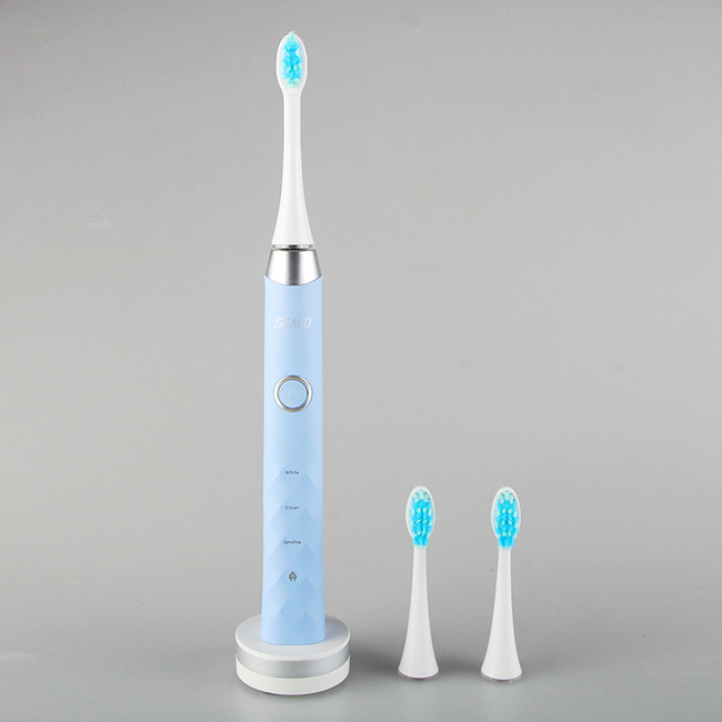 SEAGO-cepillo de dientes eléctrico sónico para adulto, recargable, inalámbrico, impermeable, automático, con 3 cabezales,: Blue