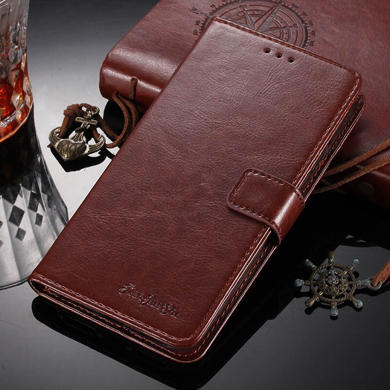 Tienjueshi Duurzaam Luxe Stijl Beschermende Lederen Cover Telefoon Geval Voor Logicom Le Fit 5 Inch Pouch Shell Portemonnee Etui Skin: Brown