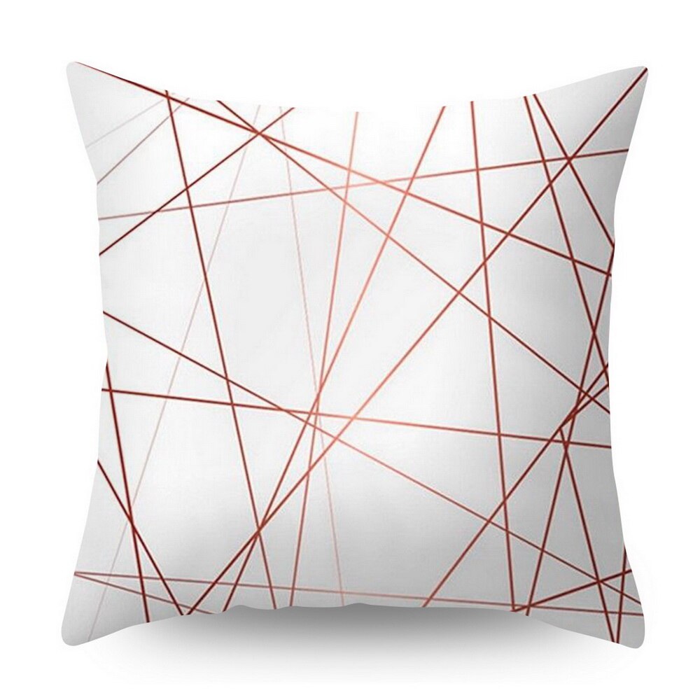 Rose Gold Polyester Geometric Pillowcase Square 45x45cm Cushion Cove Soft Bedroom Decorative Throw Pillow Cover: 15