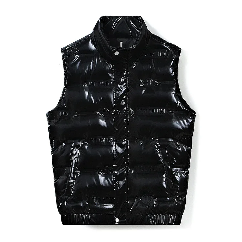 Colete casual de pato branco masculino, coletes preto Sliver, coletes para baixo, grosso, quente, brilhante, presente masculino, inverno, 90%