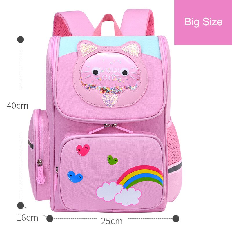 Neue freundlicher Karikatur Rucksäcke Mädchen Schule Taschen 6-12 Jahre freundlicher Nette Rucksack Schul Grundschule Rucksack freundlicher mochila: groß Rosa