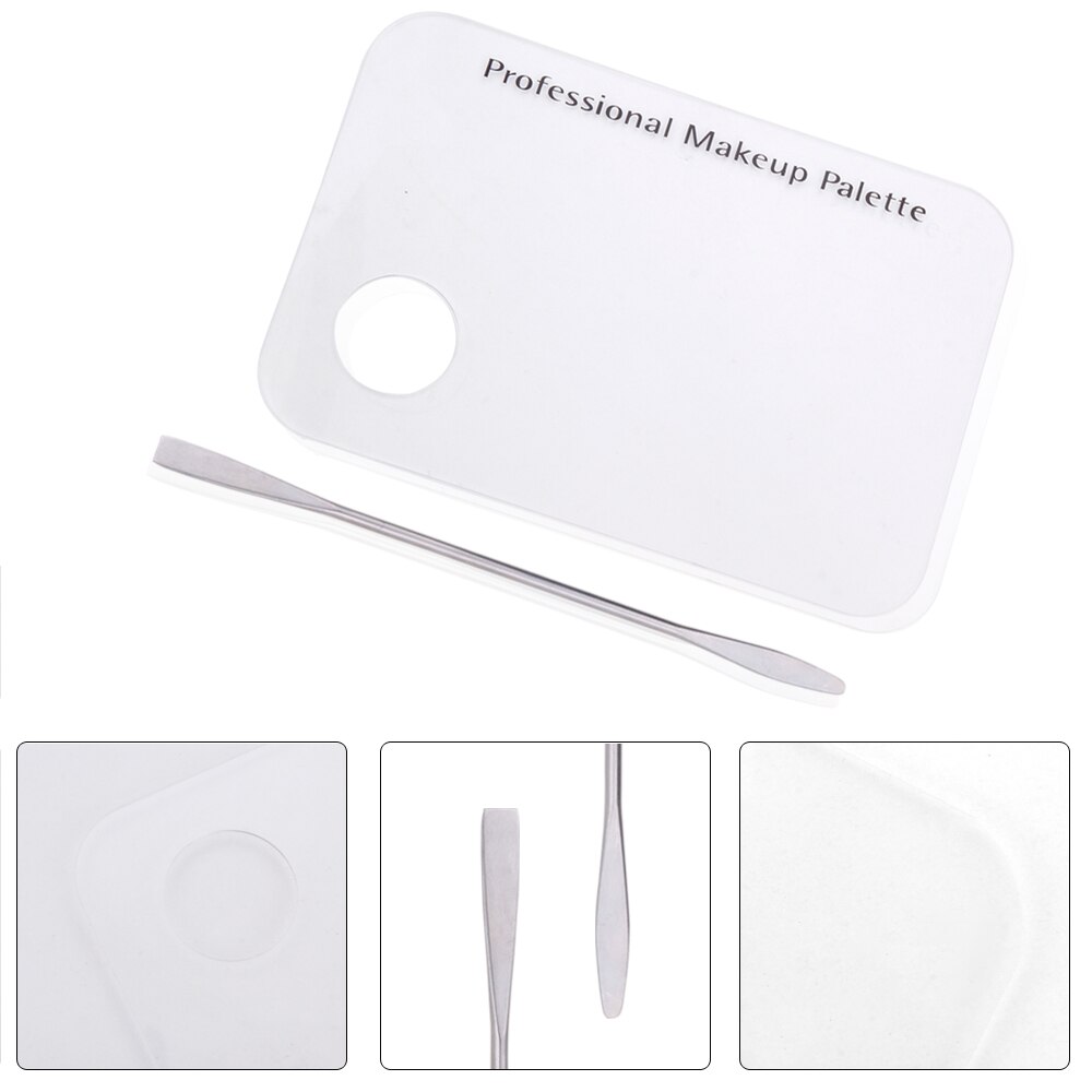 Paleta de mezcla de maquillaje acrílico, plato de base de maquillaje transparente, placas de estampado de uñas, paleta de mezcla cosmética, herramientas de maquillaje de sombra de ojos