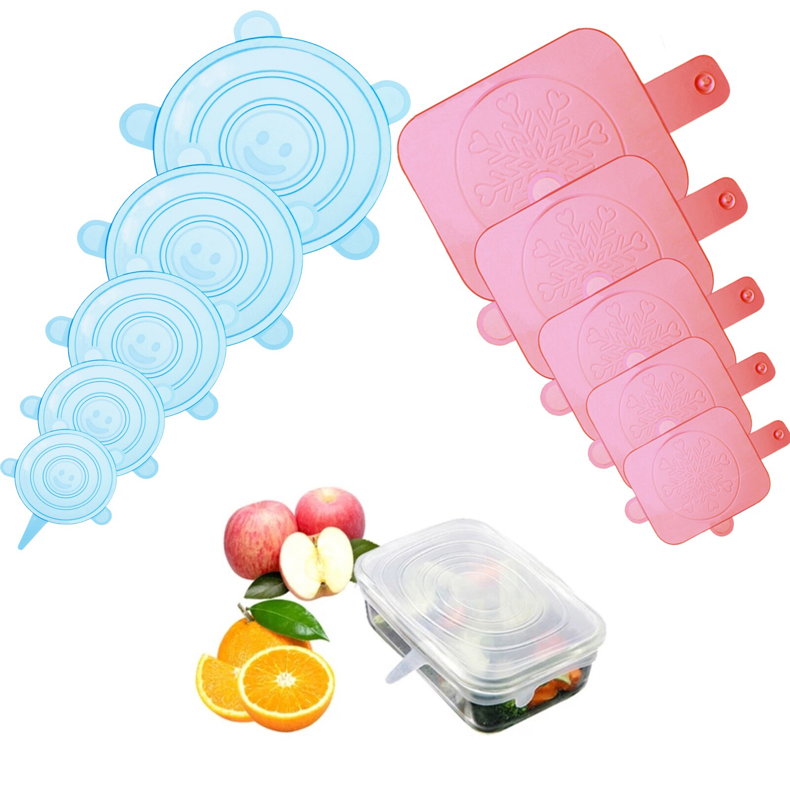 Couvercles alimentaires extensibles en Silicone, Pack de 10, sans BPA, réutilisables, durables, pour le stockage des aliments, pour bols, blanc, violet: blue and red