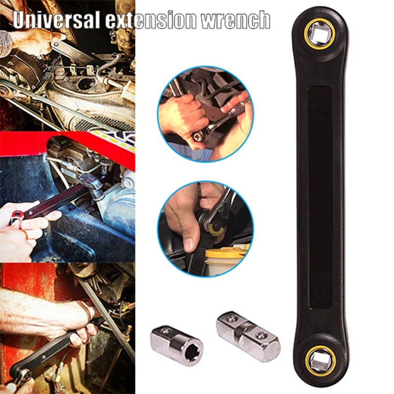 Llave de extensión universal de 3/8 pulgadas, llave para tuercas y tornillos, herramienta automotriz, juego de llaves de bricolaje, herramientas manuales de agarre práctico.
