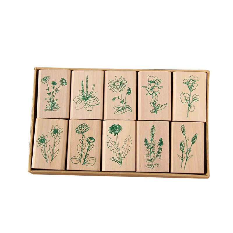 Houten Stempels Bloemen Patroon Voor Aardewerk Craft Diy Klei Sieraden Bloemen Patroon Textuur Emboss Gereedschap 10 Stks/partij
